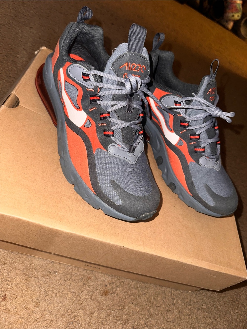 Nike Kids Air Max Grey and Orange Athletic Sneakers